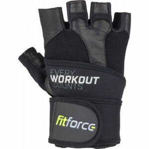 Fitforce LINEAR Bőr fitness kesztyű, fekete, méret M