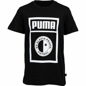 Puma SLAVIA PRAGUE GRAPHIC TEE JR Junior felső, fekete, méret 128