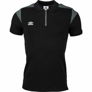 Umbro PANELLED ZIP POLO Férfi galléros póló, fekete, méret