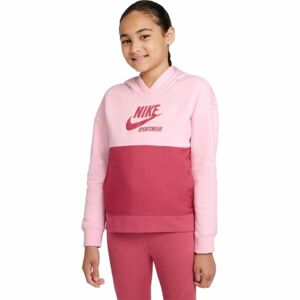 Nike NSW HERITAGE FT HOODIE G Lány pulóver, rózsaszín, méret S