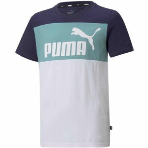 Puma ESS+COLORBLOCK TEE Fiú póló, fehér, veľkosť 140