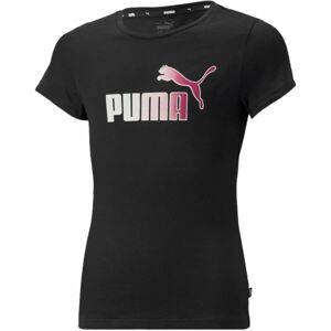 Puma ESS+BLEACH LOGO TEE Lány póló, fekete, veľkosť 152