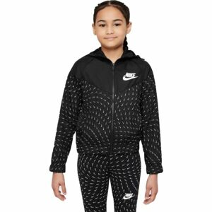 Nike NSW WINDRUNNER AOP Lány kabát, fekete, méret XL