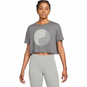 Nike NK DF TEE CROP YOGA Női póló, sötétszürke, méret L