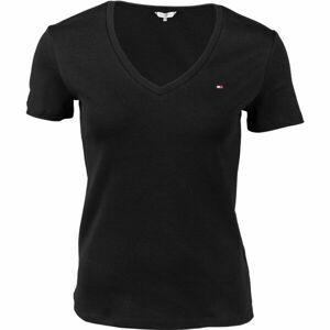 Tommy Hilfiger IM SLIM SOLID V-NK TOP SS Női póló, fekete, méret S