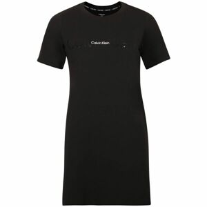 Calvin Klein EMBOSSED ICON LOUNGE-S/S NIGHSHIRT Női ruha, fekete, veľkosť L