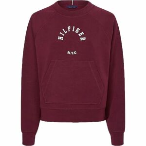 Tommy Hilfiger RLX SUEDED MODAL C-NK SWEATSHIRT Női pulóver, bordó, méret M