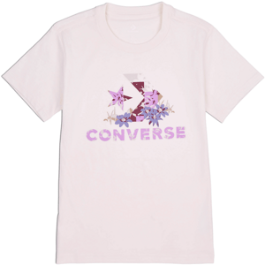 Converse STAR CHEVRON ABSTRACT FLOWERS TEE Női póló, rózsaszín, veľkosť M