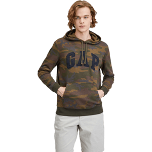 GAP V-PRINTED HERITAGE LOGO PO Férfi pulóver, khaki, méret L