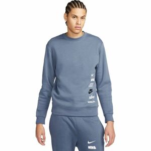 Nike CLUB + BB CREW MLOGO Férfi pulóver, kék, veľkosť L