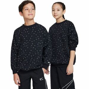 Nike NSW ICON FLC CREW LOGO PRNT Gyerek sportpulóver, fekete, veľkosť XL