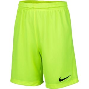 Nike DRI-FIT PARK 3 JR TQO Fiú rövidnadrág focira, fényvisszaverő neon, veľkosť S