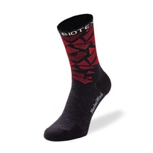 BIOTEX Klasszikus kerékpáros zokni - MERINO - fekete/piros