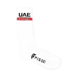 PISSEI Klasszikus kerékpáros zokni - UAE TEAM EMIRATES 2024 RACE - fehér