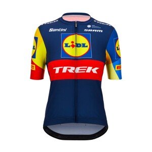 SANTINI Rövid ujjú kerékpáros mez - LIDL TREK 2024 LADY - kék/sárga/piros