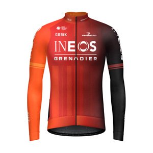 GOBIK Hosszú ujjú kerékpáros mez - HYDER INEOS GRENADIERS 2024 - piros/narancssárga