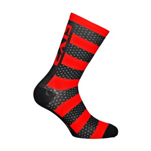 SIX2 Klasszikus kerékpáros zokni - LUXURY MERINO - piros/fekete