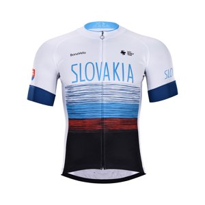 BONAVELO Rövid ujjú kerékpáros mez - SLOVAKIA - fehér/fekete/piros/kék