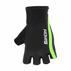 SANTINI Kerékpáros kesztyű rövid ujjal - X IRONMAN VIS - fekete/zöld