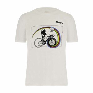 SANTINI Rövid ujjú kerékpáros póló - TT UCI OFFICIAL - fehér