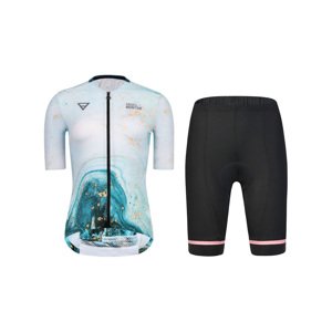 MONTON Rövid kerékpáros mez rövidnadrággal - WATER FLOW LADY - fekete/kék/fehér