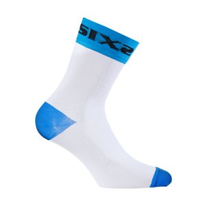 SIX2 Klasszikus kerékpáros zokni - WHITE SHORT - fehér/világoskék