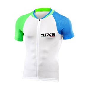SIX2 Rövid ujjú kerékpáros mez - BIKE3 ULTRALIGHT - zöld/kék/fehér