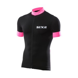 SIX2 Rövid ujjú kerékpáros mez - BIKE3 STRIPES - fekete/rózsaszín