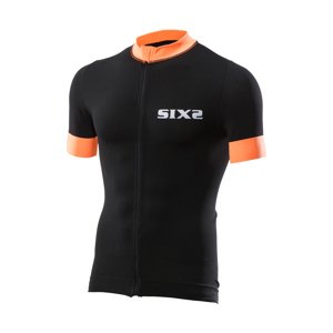 SIX2 Rövid ujjú kerékpáros mez - BIKE3 STRIPES - narancssárga/fekete