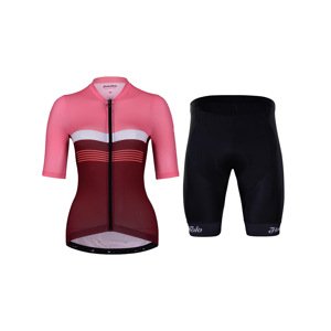 HOLOKOLO Rövid kerékpáros mez rövidnadrággal - SPORTY LADY - rózsaszín/bordó/fekete