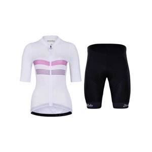 HOLOKOLO Rövid kerékpáros mez rövidnadrággal - SPORTY LADY - fekete/fehér/rózsaszín