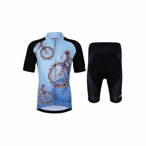 HOLOKOLO Rövid kerékpáros mez rövidnadrággal - BIKERS KIDS - kék/fekete/fehér