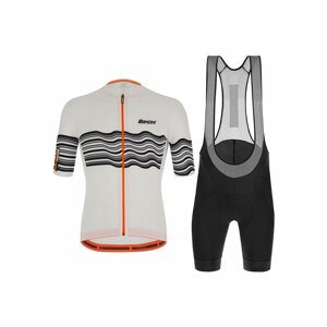 SANTINI Rövid kerékpáros mez rövidnadrággal - TONO PROFILO - narancssárga/fekete/fehér