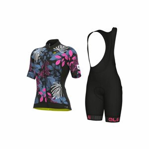 ALÉ Rövid kerékpáros mez rövidnadrággal - PR-S GARDEN LADY - rózsaszín/kék/fekete