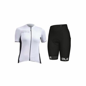 ALÉ Rövid kerékpáros mez rövidnadrággal - COLOR BLOCK LADY - fehér/fekete
