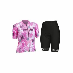 ALÉ Rövid kerékpáros mez rövidnadrággal - PR-R AMAZZONIA LADY - fehér/rózsaszín/bordó/fekete