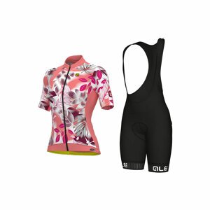 ALÉ Rövid kerékpáros mez rövidnadrággal - PR-S GARDEN LADY - bordó/fekete/fehér/rózsaszín