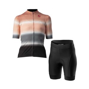 CASTELLI Rövid kerékpáros mez rövidnadrággal - DOLCE LADY - szürke/rózsaszín/fekete
