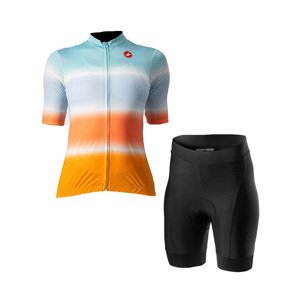 CASTELLI Rövid kerékpáros mez rövidnadrággal - DOLCE LADY - fekete/kék/narancssárga