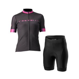 CASTELLI Rövid kerékpáros mez rövidnadrággal - GRADIENT LADY - fekete/rózsaszín