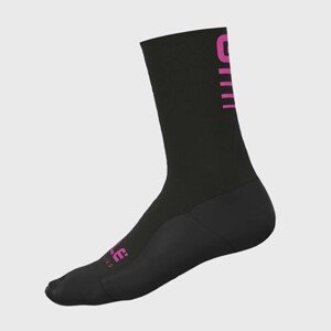 ALÉ Klasszikus kerékpáros zokni - STRADA 2.0 WINTER - fekete/rózsaszín