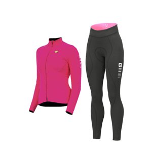ALÉ Kerékpáros téli szett - WARM RACE+ESSENTIAL - rózsaszín/fekete