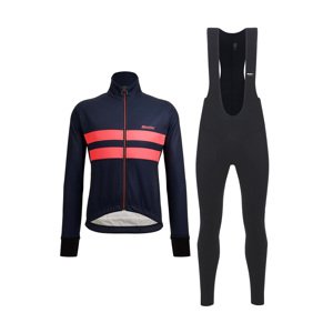 SANTINI Kerékpáros téli kabát és nadrág - COLORE HALO + LAVA - kék/fekete