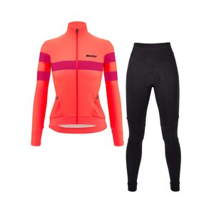 SANTINI Kerékpáros téli szett - CORAL BENGAL+OMNIA W - fekete/rózsaszín