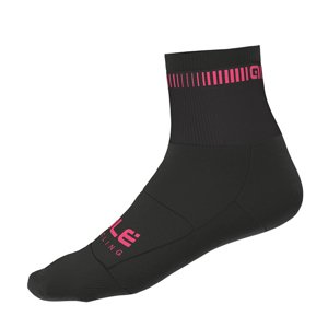 ALÉ Klasszikus kerékpáros zokni - LOGO Q-SKIN  - rózsaszín/fekete