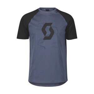 SCOTT Rövid ujjú kerékpáros póló - ICON RAGLAN SS - fekete/kék