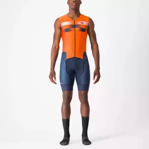 CASTELLI Kerékpáros overall - CST FREE SANREMO 2 - narancssárga/kék
