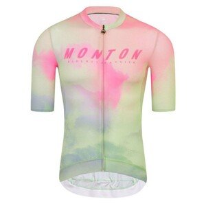 MONTON Rövid ujjú kerékpáros mez - MORNINGGLOW - világoszöld/rózsaszín/lila