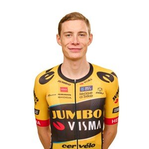 AGU Rövid ujjú kerékpáros mez - JUMBO-VISMA 2023 JONAS VINGEGAARD - sárga/fekete