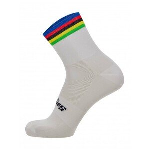 SANTINI Klasszikus kerékpáros zokni - UCI RAINBOW - fehér/szivárványos